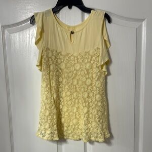 Yellow Lace Sleeveless Top